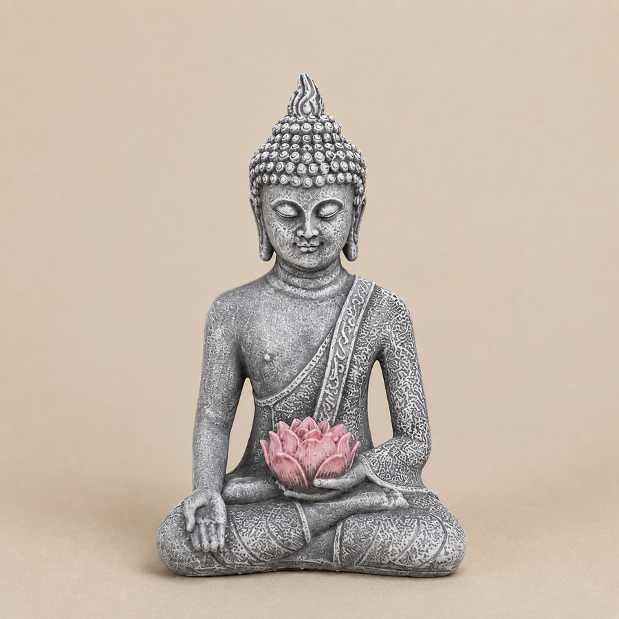 Boeddha Tuinbeeld in Lotushouding – Zenbeeld met Lotusbloem
