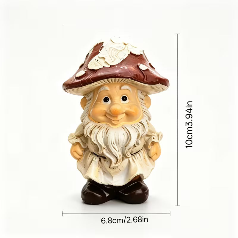 Afmetingen paddenstoelkabouter: 10 cm hoog en 6,8 cm breed