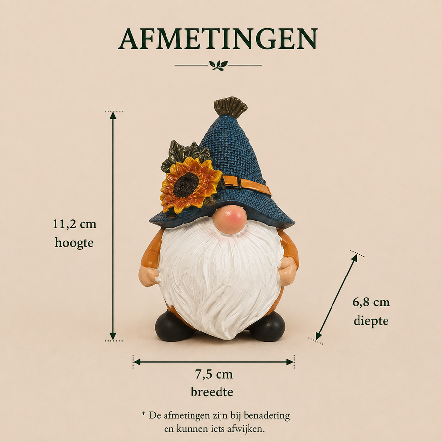 Herfstkabouter met Zonnebloem 11 cm – Gnome Herfstdecoratie