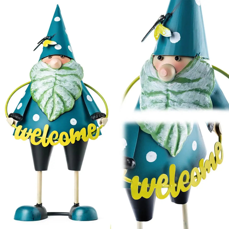 Klassieke stalen tuinkabouter in blauw, 29 cm hoog