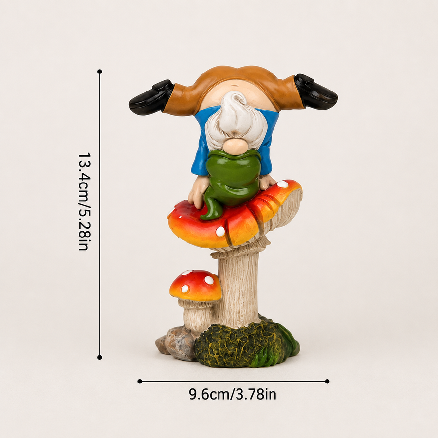 Afmetingen tuinkabouter op zijn kop: 13,4 cm hoog en 9,6 cm breed